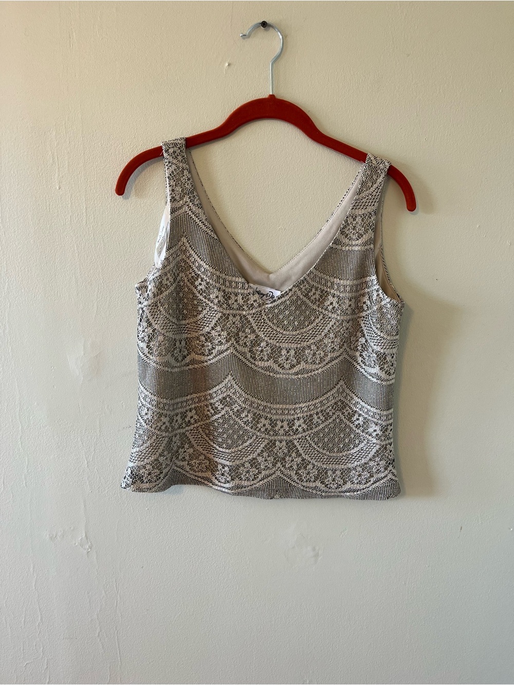Vintage metallic crochet tank top  vintage glam.  Festival